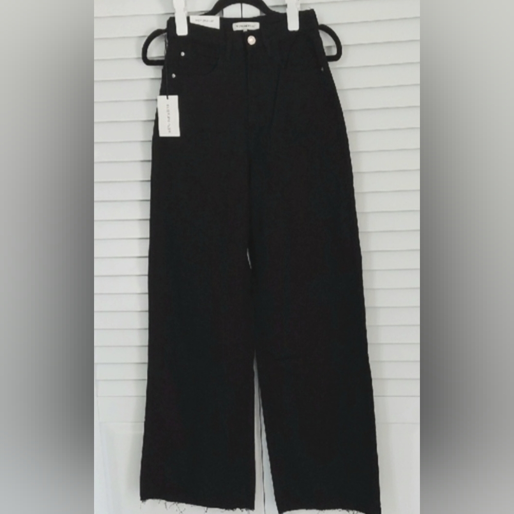 Weworewhat Jeans, Size 24 Black Denim Jean, Distressed Fray Hem, 5 pockets, NEW!